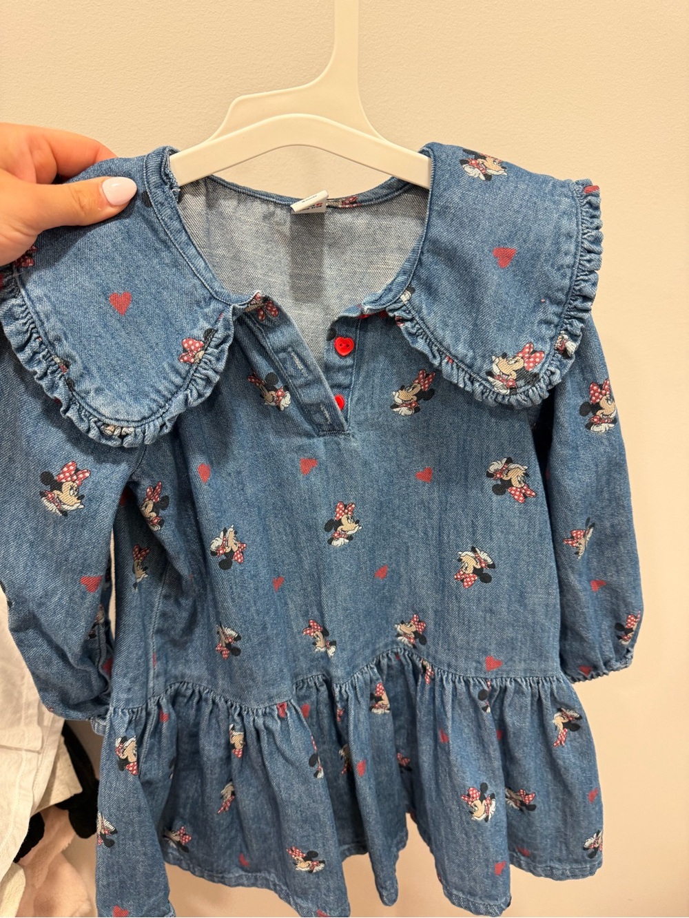 Old Navy x Disney Minnie Mouse Denim-Style Blue Kids Dress with Peter Pan Collar